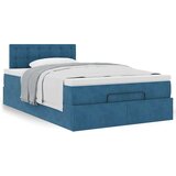 vidaXL Otomanski posteljni okvir z vzmetnico moder 120x200 cm žamet | Shoptok.si