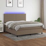  Krevet box spring s madracem LED smeđesivi 180x200 cm tkanina | shoptok.hr