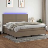  box spring s madracem LED smeđesivi 200x200 cm tkanina | shoptok.hr