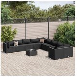 vidaXL 11-dijelni set vrtnih sofa od poliratana s jastucima crni | shoptok.hr