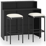  3-dijelni vrtni barski set s jastucima crni | shoptok.hr