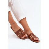 Boto Flat Ladies Sandals With Golden Detail Camel Noroti | ePonuda.com