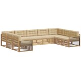 vidaXL Zunanja garnitura za sedenje z blazino 9 pcs Bela in bež, (5000280495) | Shoptok.si