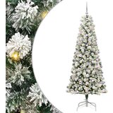 vidaXL Umjetno božićno drvce s nogom Zelena i bijela 180 cm PVC | shoptok.hr