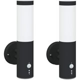vidaXL vanjska zidna svjetiljka s senzorom 2 kom crna nehrđajući čelik IP44 | shoptok.hr