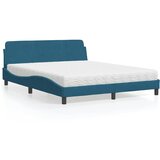 vidaXL Krevet s madracem plavi 160x200 cm baršunasti Cijene