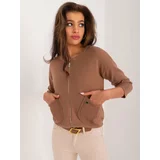 Fashion Hunters Light brown women's cardigan with viscose content