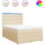  Krevet s oprugama i madracem krem 140x200 cm od tkanine | shoptok.hr