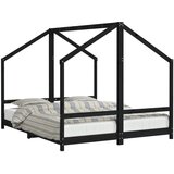  The Living Store Otroški posteljni okvir črn 2x(80x200) cm trdna borovina - Otroški Posteljni Okvir, (21445504) | Shoptok.si