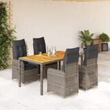 vidaXL 5-dijelni vrtni bistro set od poliratana s jastucima sivi Cijene