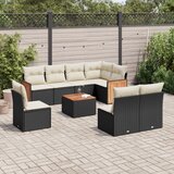 Maison Chic Seti vrtnega pohištva - Vrtna garnitura - Vrtni pohištvo set 9-delna z blazinami črn poli ratan, (21804644) | Shoptok.si