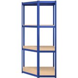  Kutna polica s 4 razine plava od čelika i konstruiranog drva | shoptok.hr