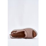ARTIKER Ladies Sandals Made Of Natural Leather On Wedge Dark Beige | shoptok.hr