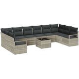  11-delni vrtni kavč set s blazinami svetlo poli ratan | Shoptok.si