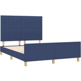  Posteljni okvir z vzglavjem moder 140x190 cm blago | Shoptok.si