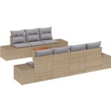 vidaXL 8-delni set vrtne sedežne garniture z blazinami Bež Poliratan Acacia, (22091603) | Shoptok.si