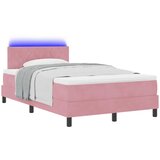  LED Box Spring Krevet Ružičasta 120 x 190 cm Baršun | shoptok.hr