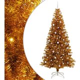 vidaXL Božično drevo med 300 LED z stojalom Zlata 240 cm PET | Shoptok.si