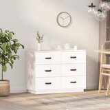 vidaXL Komoda bela 100x40x75 cm trdna borovina Cene