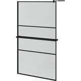 Pregrada za tuš s policom crna 115x195 cm staklo ESG i aluminij | Eponuda.ba