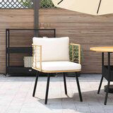 vidaXL Vrtni stol z blazinami Natural Poly Rattan | Shoptok.si