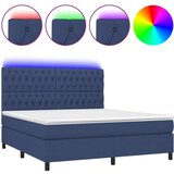  Box spring s madracem LED plavi 160x200 cm od tkanine | shoptok.hr