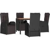  5-dijelni vrtni blagovaonski set crni poliratan i drvo bagrema | shoptok.hr