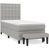 Maison Chic Box spring postelja - Vzmetna postelja z vzmetnico svetlo siva 90x190 cm blago SL7725, (21904689) | Shoptok.si