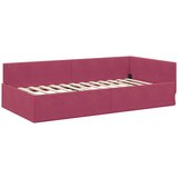 vidaXL Kotna postelja vinsko rdeča 90 x 200 cm Samet in sodobno leseno, (5000069158) | Shoptok.si