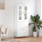 vidaXL Visoka omara bela 69,5x34x180 cm inženirski les Cene