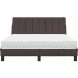  Postelja z vzmetnico temno rjava 140x200 cm blago | Shoptok.si