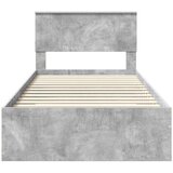  Konstrukcija postelje z vzglavjem Betonsko siva 100 x 200 cm, (5000103322) | Shoptok.si