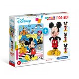 Clementoni puzzle mickey 104 + 3d model ( CL20157 ) Cene