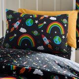 Catherine Lansfield Črna otroška posteljnina za zakonsko posteljo 200x200 cm Rainbow Rockets – | Shoptok.si