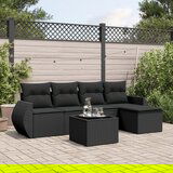 vidaXL 6-dijelni set vrtnih sofa s jastucima crni od poliratana | shoptok.hr