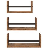  Set zidnih polica 3 pcs Staro drvo 40x16x14cm Konstruirano drvo | shoptok.hr