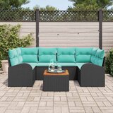  Sjedeća garnitura za vrt 7 kom. Crna i Tirkizna poliratan 234 x 124 x 69 cm | Shoptok.si