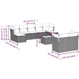  10-dijelni set vrtnih sofa od poliratana s jastucima sivi | shoptok.hr