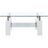  Stolić za kavu bijeli i prozirni 95x55x40 cm od kaljenog stakla | shoptok.hr