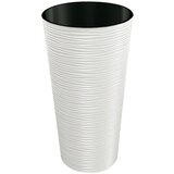  Okrogli stebrasti cvetlični lonec Aurora (Zunanje dimenzije (Ø x V): 25 x 46,5 cm, Plastika, Bela) | Shoptok.si