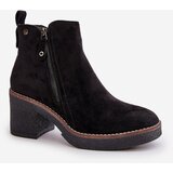 Boto Lined Women's Ankle Boots with Block Heel in Black Faux Suede Velarilla | Shoptok.si