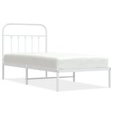 The Living Store Kovinski posteljni okvir z vzglavjem bel 90x200 cm - Posteljni Okvir, (21528710) | Shoptok.si