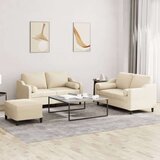  3-dijelni set sofa s jastucima krem od mikrovlakana | shoptok.hr