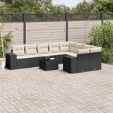 10-dijelni set vrtnih sofa s jastucima crni od poliratana Crna | shoptok.hr