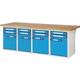 eurokraft pro delovna miza, modularni sistem serije 7, 8 predalov, 4 vrata, šxg 2500 x 900 mm | Shoptok.si