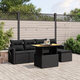 Maison Chic Seti vrtnega pohištva - Vrtna garnitura - Vrtni pohištvo set 6-delna z blazinami črna poli ratan, (21808031) | Shoptok.si