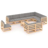  Vrtna sedežna garnitura 11-delna z blazinami trdna borovina, (20704096) | Shoptok.si