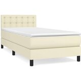  Boxspring - Krevet s oprugama i madracem krem 90 x 190 cm od umjetne kože - Krema 90 x 190 cm gumbi | shoptok.hr