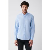 Avva Men's Light Blue Oxford 100% Cotton Buttoned Collar Standard Fit Regular Fit Shirt cene