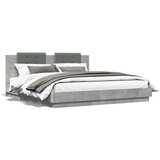  Okvir kreveta s uzglavljem LED siva boja betona 200 x 200 cm | shoptok.hr